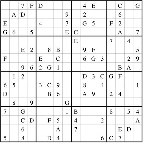16x16 Sudoku Printable